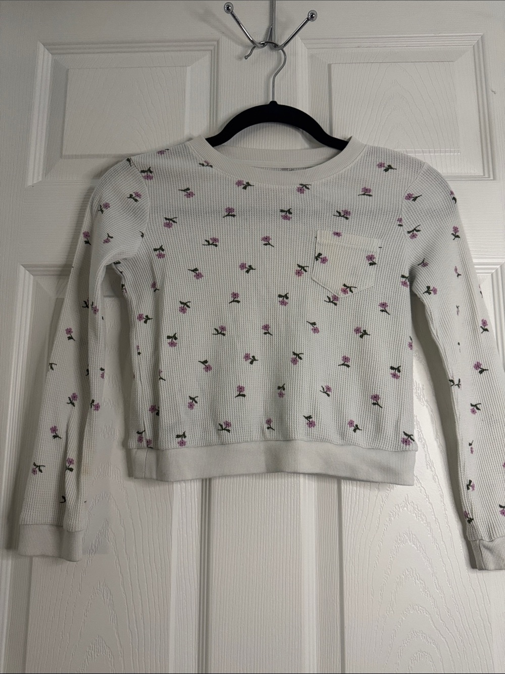 Cat & Jack White Thermal Top with Pink Floral Print
